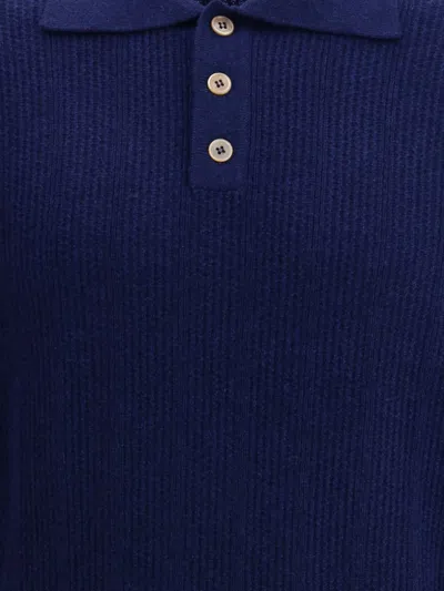 Brunello Cucinelli Long-sleeve Cashmere Polo Shirt In Blue