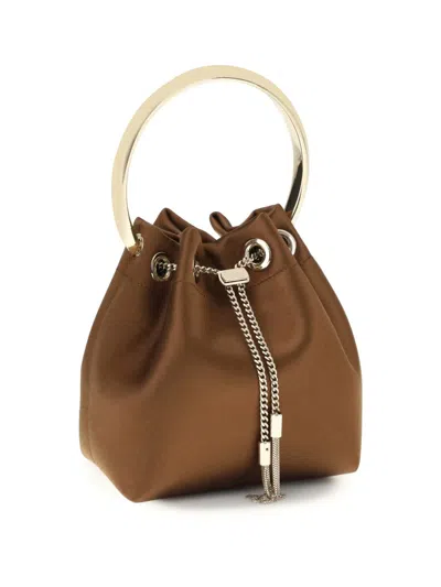 Jimmy Choo Brown Silk Shoulder Bag In Brown