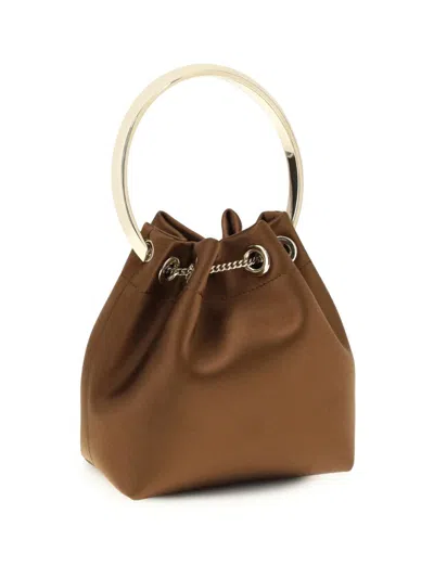 Jimmy Choo Brown Silk Shoulder Bag In Brown