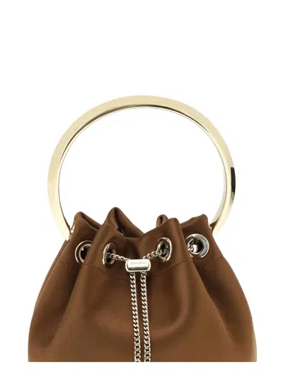 Jimmy Choo Brown Silk Shoulder Bag In Brown