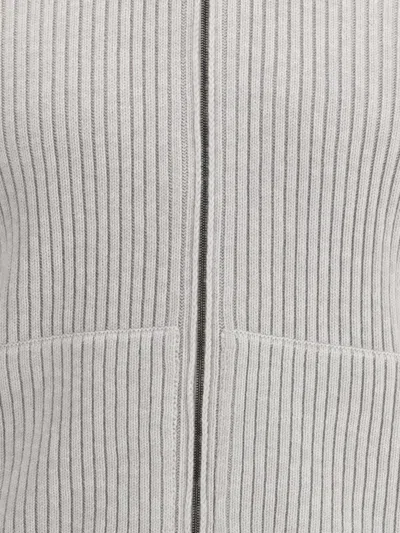 Brioni Zip-up Ribbed-knit Cardigan In Gray