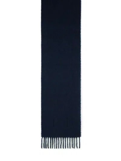 Marni Dark Blue Brushed Alpaca Blend Scarf In Blue