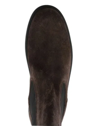 Tod's Suede Ankle Boots Featuring Elastic Panels In Brown