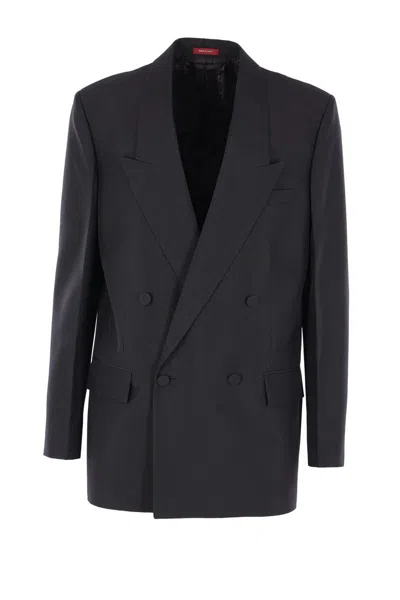 Gucci Men Double-breasted Technical Panama Blazer In Black