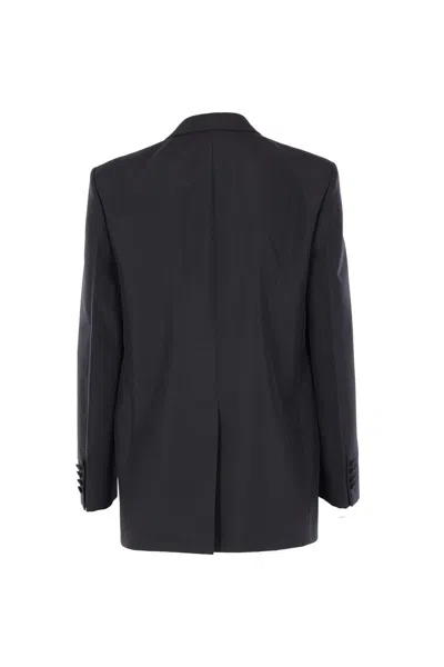 Gucci Men Double-breasted Technical Panama Blazer In Black