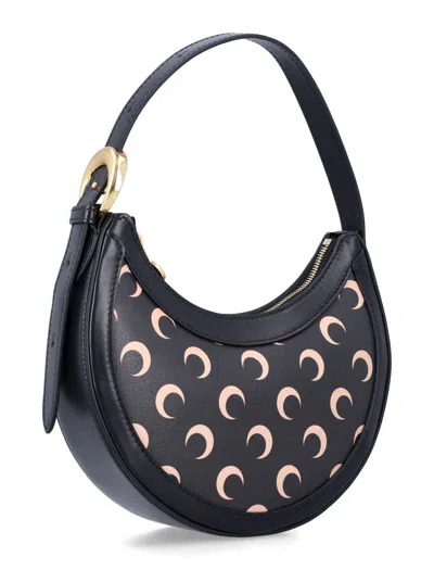 Marine Serre Black Moon Canvas Eclips Mini Shoulder Bag In Black