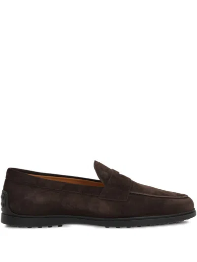 Tod's Suede Leather Loafers In Brown