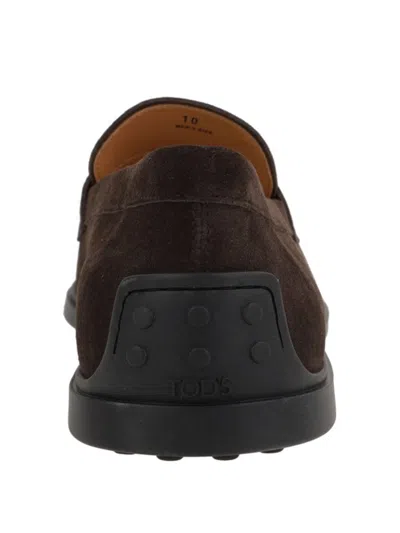 Tod's Suede Leather Loafers In Brown