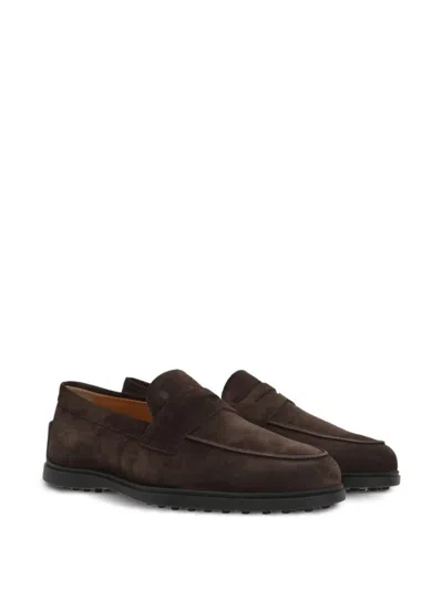Tod's Suede Leather Loafers In Brown