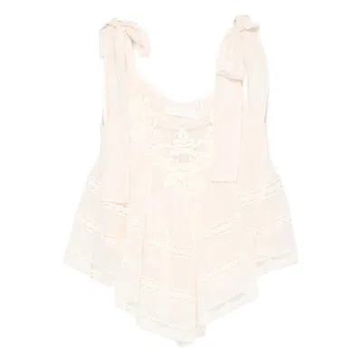 Zimmermann Tie-shoulder Lace Top In White