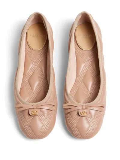 Valentino Garavani Quiltie Ballerina 67 In Quilted Nappa Leather Woman Rose Cannelle 42 In Orange