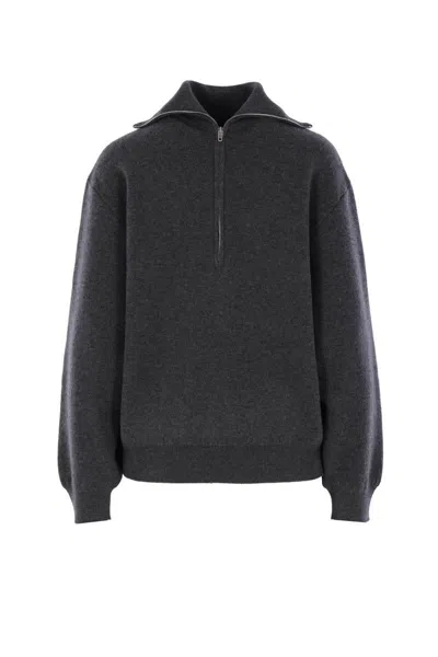 Balenciaga Charcoal Wool Sweater In Gray