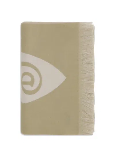 Burberry Logo Wool Scarf In Neutral
