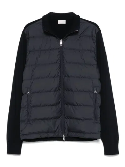 Moncler Padded Zip-up Cotton Cardigan Clothing In Blue