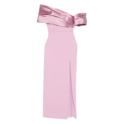 Solace London Alexis Off-shoulder Maxi Dress In Pink