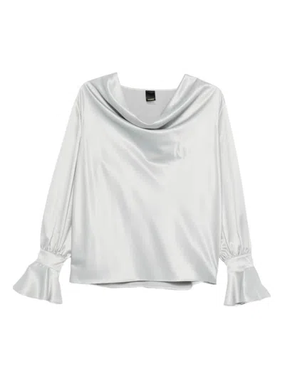 Pinko Filipa Blouse With Cowl Neck In Gray