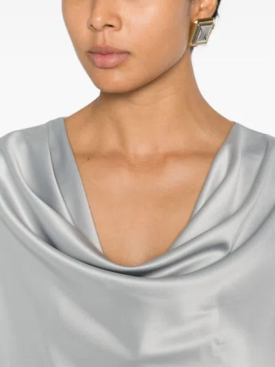 Pinko Filipa Blouse With Cowl Neck In Gray