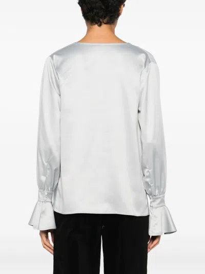 Pinko Filipa Blouse With Cowl Neck In Gray