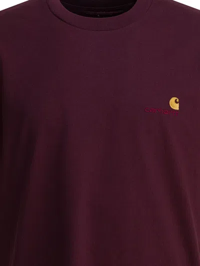 Carhartt S/s American Script T-shirts Bordeaux In Burgundy