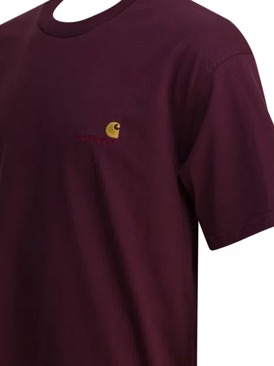 Carhartt S/s American Script T-shirts Bordeaux In Burgundy