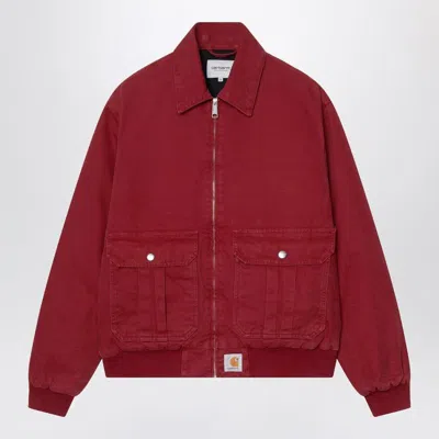 Carhartt Collared Jacket With Ribbed Cuffs And Hem In Red