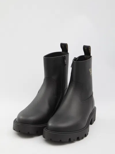 Celine Margaret Leather Boots In Black