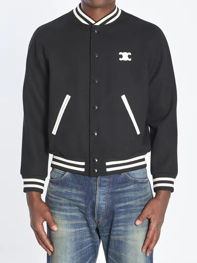 Celine Men Triomphe Teddy Lined Jacket In Black