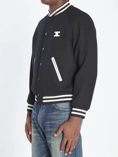 Celine Men Triomphe Teddy Lined Jacket In Black