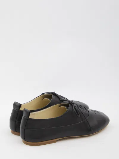 Celine Women Lise With Perforated Detail Triomphe Richelieu In Leather In Black