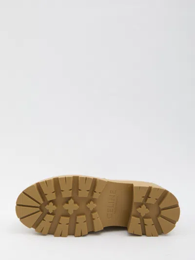 Celine Triomphe Suede Loafers In Neutral