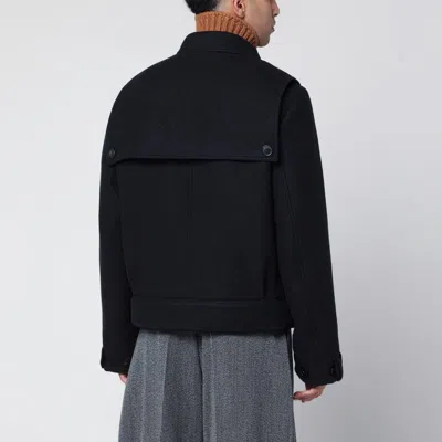 Dries Van Noten Belted Wool Coat High Collar In Black
