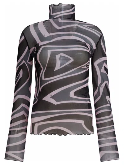 Pucci Emilio  Labirinto Print Tulle T-shirt In Multi