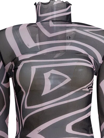 Pucci Emilio  Labirinto Print Tulle T-shirt In Multi