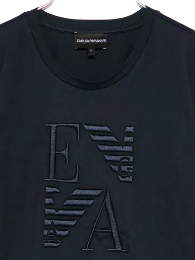 Emporio Armani Logo Cotton T-shirt In Blue