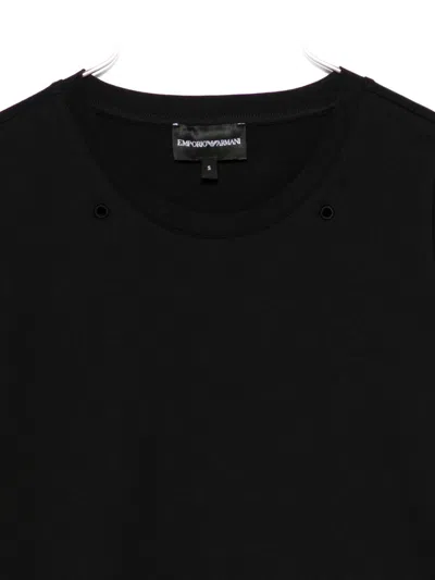 Emporio Armani Cotton T-shirt With Logo And Long Sleeves In Black