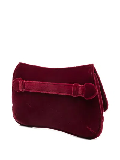 Emporio Armani Maroon Logo Clutch In Red