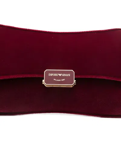 Emporio Armani Maroon Logo Clutch In Red