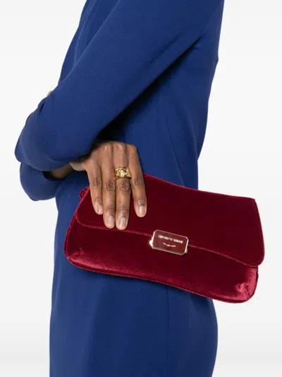 Emporio Armani Maroon Logo Clutch In Red
