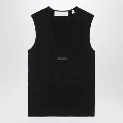 Essentials Waffle Knit Tank Top In Black
