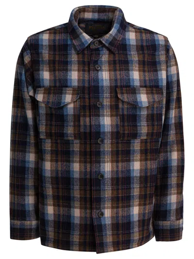 Filson Plaid Check Wool Overshirt In Brown