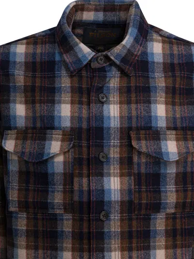 Filson Plaid Check Wool Overshirt In Brown