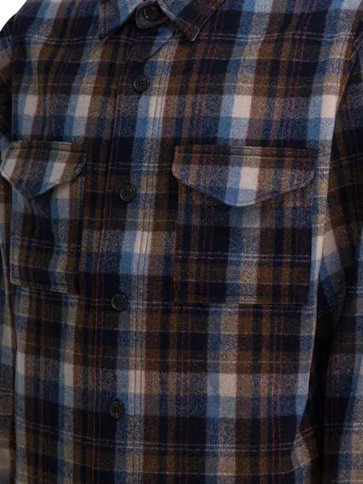 Filson Plaid Check Wool Overshirt In Brown