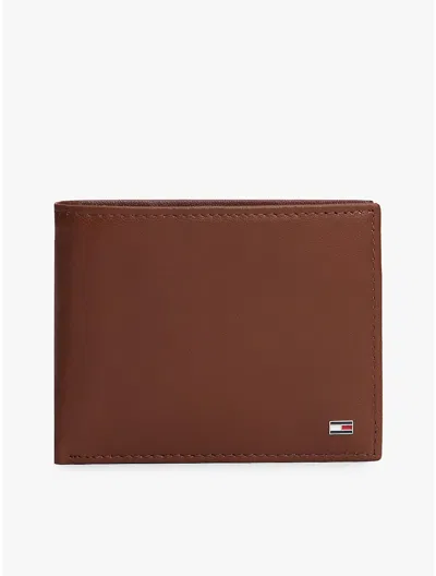Tommy Hilfiger Pebbled Leather Bifold Wallet In Brown