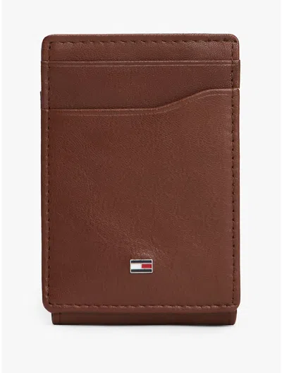 Tommy Hilfiger Pebbled Leather Magnetic Bifold Wallet In Brown