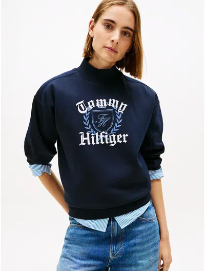 Tommy Hilfiger Varsity Crest Sweatshirt In Blue