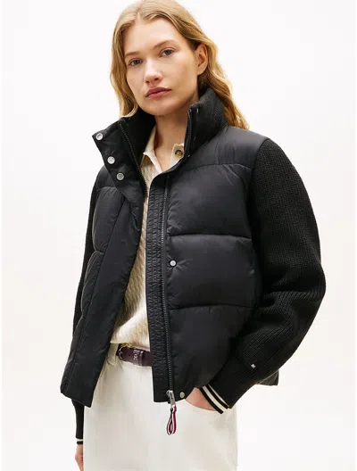 Tommy Hilfiger Mixed Media Jacket In Black