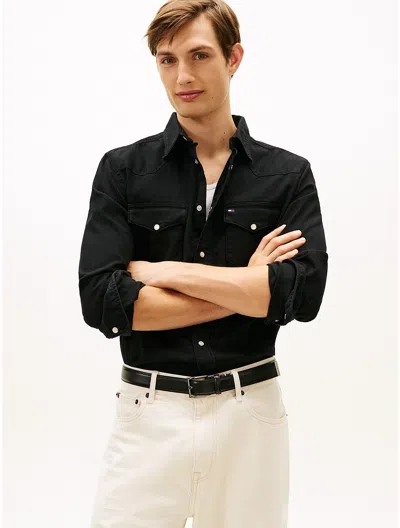 Tommy Hilfiger Regular Fit Denim Western Shirt In Black