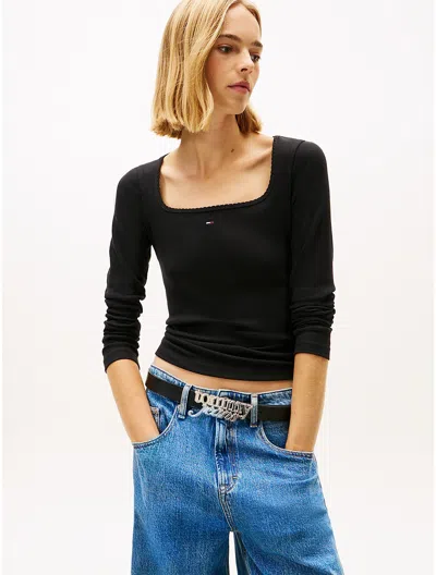 Tommy Hilfiger Tommy Jeans Square Neck Rib In Black