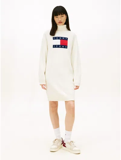 Tommy Hilfiger Tommy Jeans Turtleneck Sweater Dress In Neutral