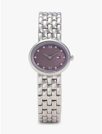 Tommy Hilfiger 25mm Oval Crystal Accent Link Watch In Gray